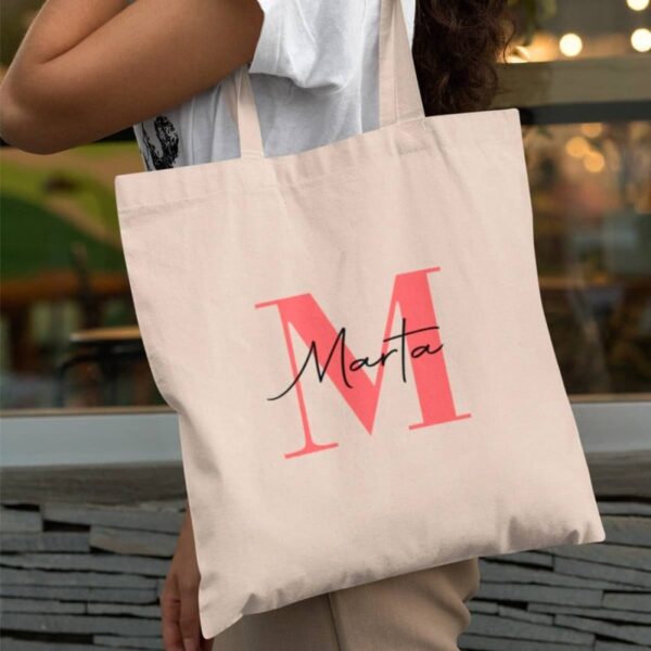 Bolsa de tela Personalizada Inicial y Nombre - Imagen 2
