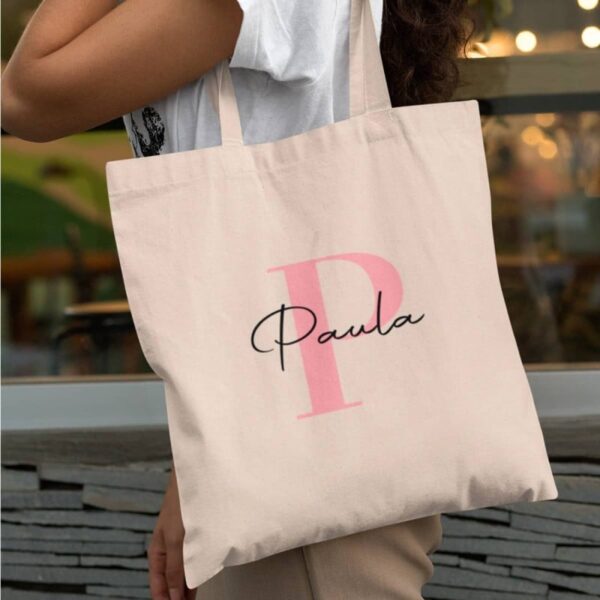 Bolsa de tela Personalizada Inicial y Nombre - Imagen 5