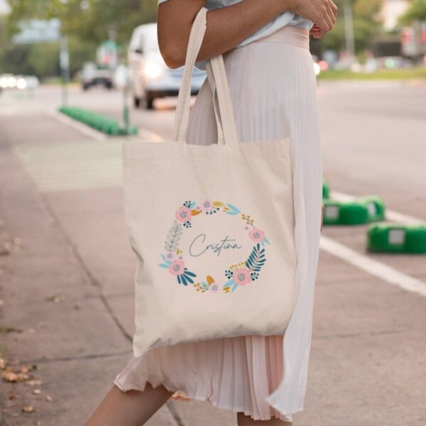 Bolsa Tote Nombre Floral - Imagen 2