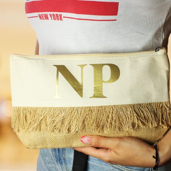 Bolso Neceser Personalizado Dorado con Flecos - Imagen 2
