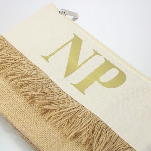 Bolso Neceser Personalizado Dorado con Flecos - Imagen 3