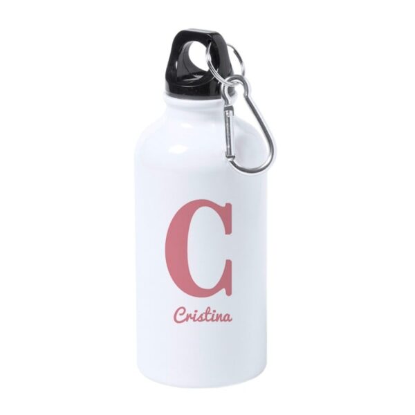 Botella PersonalizadaInicial y Nombre Rosa