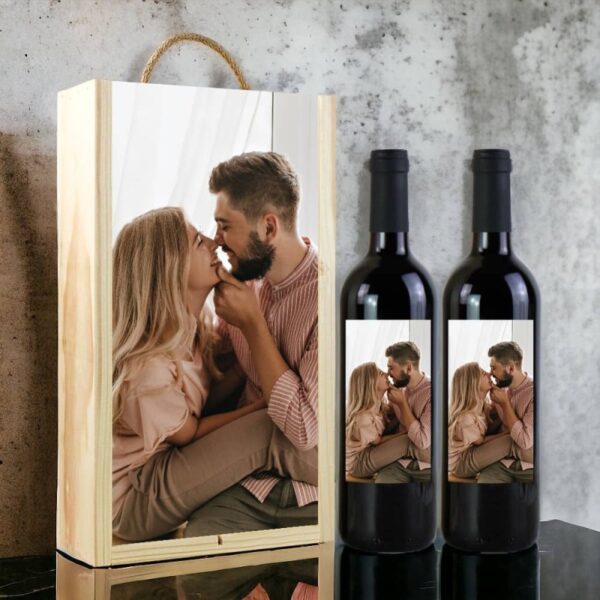 Caja Regalo Personalizada 2 Vinos con Foto - Imagen 2