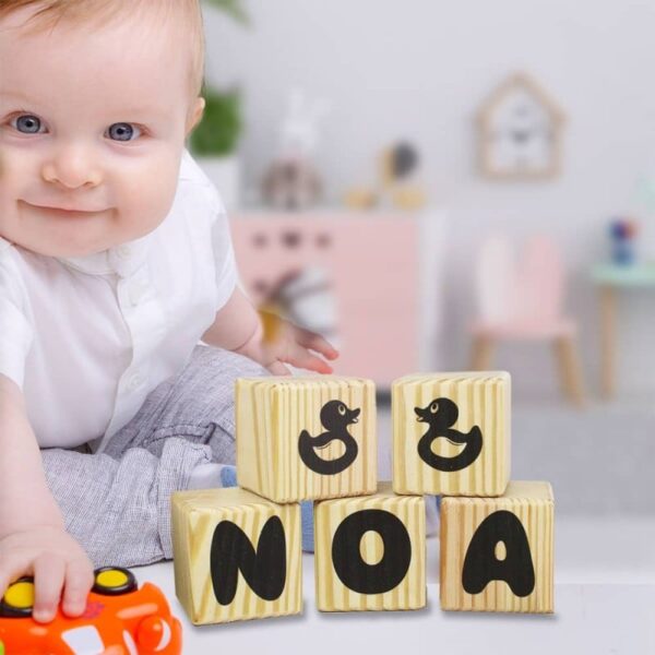 Cubos de Madera Personalizado para Bebés - Imagen 2