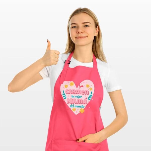 Delantal Personalizado La Mejor Mamá del Mundo - Imagen 3