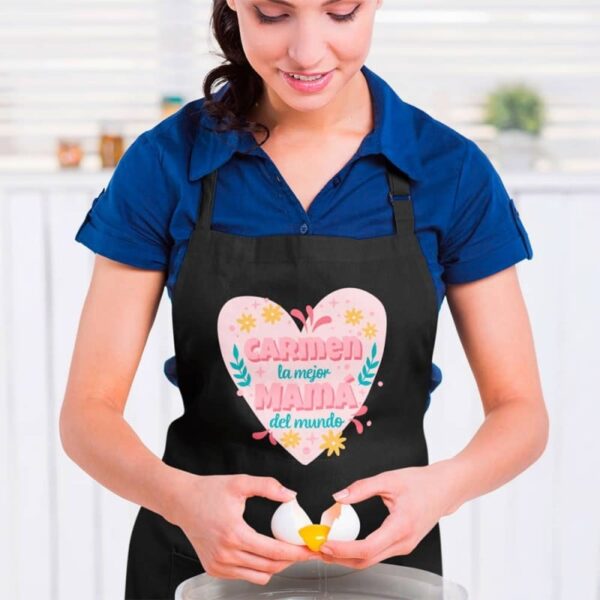 Delantal Personalizado La Mejor Mamá del Mundo - Imagen 4