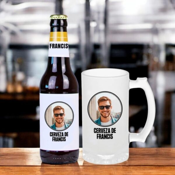 Jarra de Cerveza Personalizada Foto y Nombre