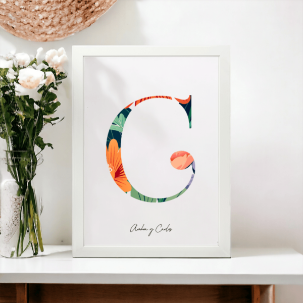 Lámina Personalizada Inicial Floral - Imagen 3