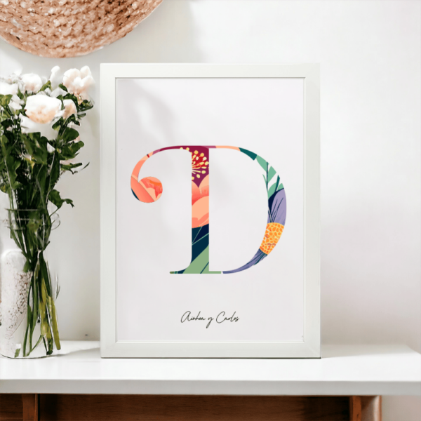 Lámina Personalizada Inicial Floral - Imagen 4