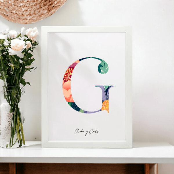 Lámina Personalizada Inicial Floral - Imagen 7