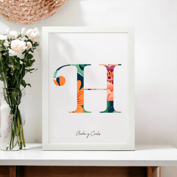 Lámina Personalizada Inicial Floral - Imagen 8