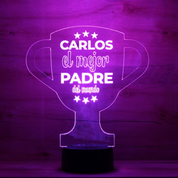 Lámpara Personalizada El Mejor Padre del Mundo - Imagen 2