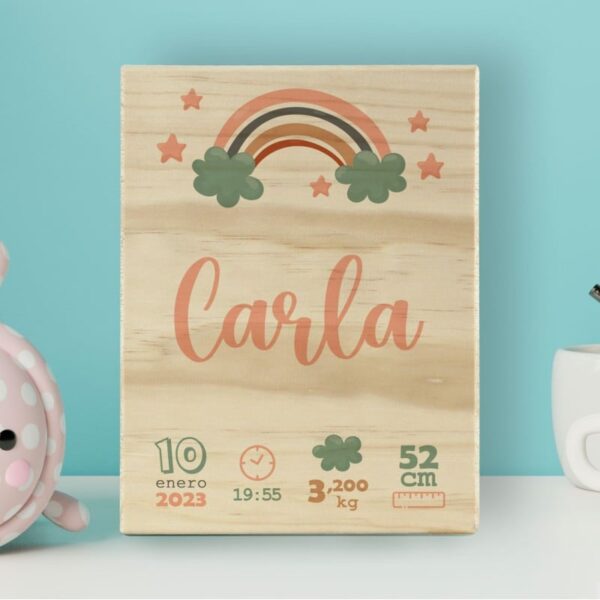 Madera Personalizada Bebé Natalicio - Imagen 2