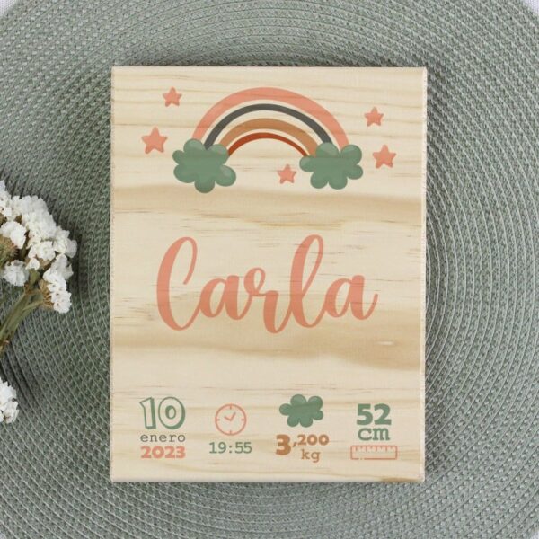 Madera Personalizada Bebé Natalicio - Imagen 3