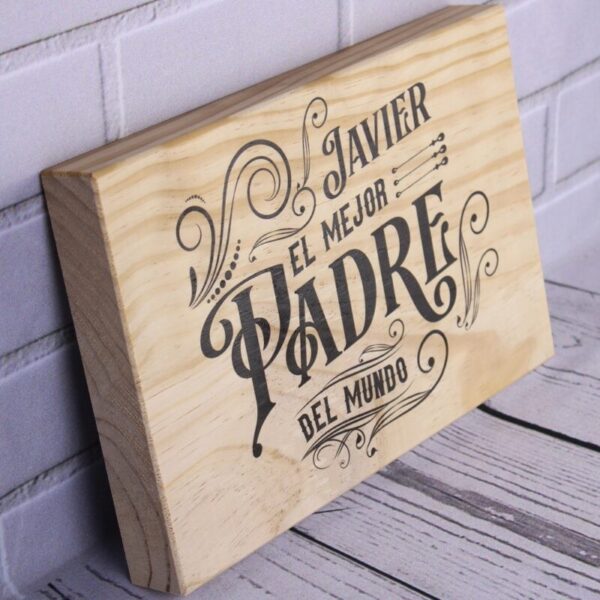 Madera Personalizada El Mejor Padre del Mundo - Imagen 2