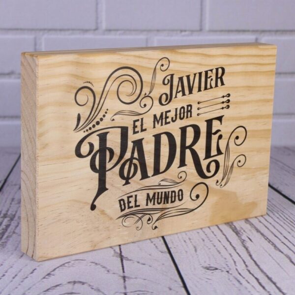 Madera Personalizada El Mejor Padre del Mundo - Imagen 3