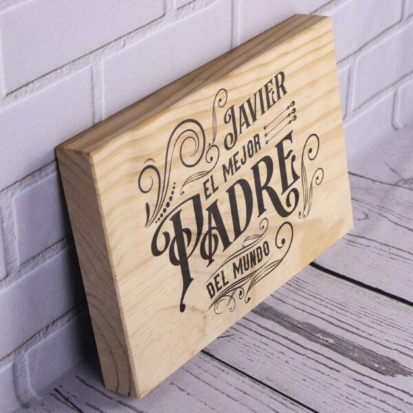 Madera Personalizada El Mejor Padre del Mundo - Imagen 6