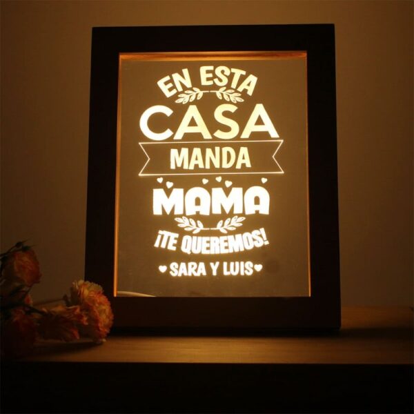 Marco Luminoso de Madera personalizado MAMA - Imagen 2