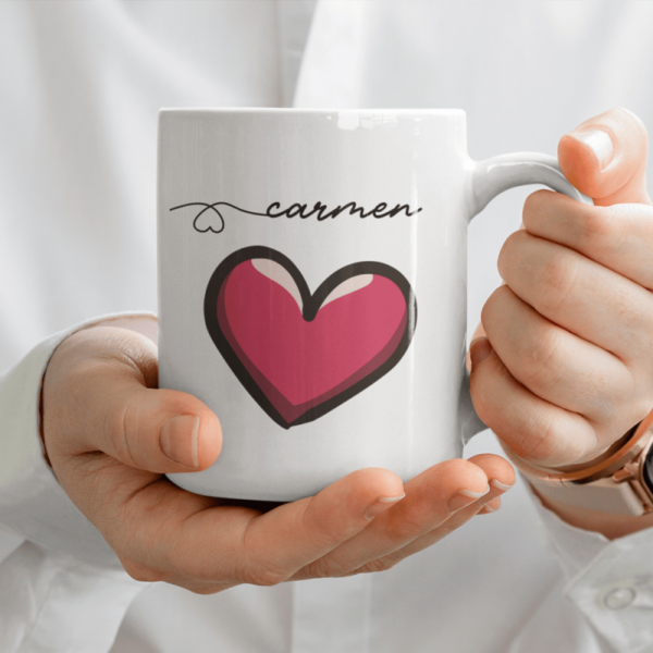 Pack 2 Tazas Personalizadas Corazón con Nombres - Imagen 3