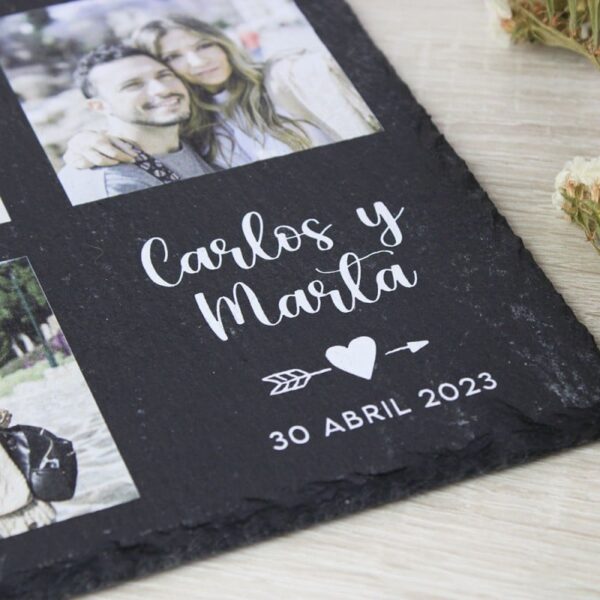 Piedra Pizarra Personalizada con 3 fotos para... - Imagen 2