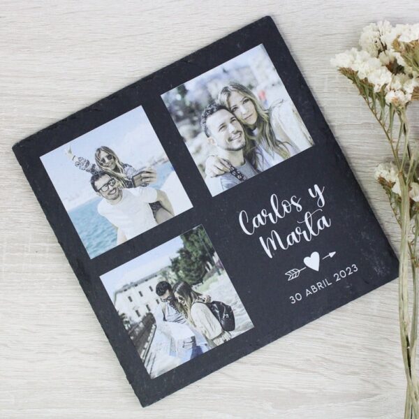 Piedra Pizarra Personalizada con 3 fotos para... - Imagen 3