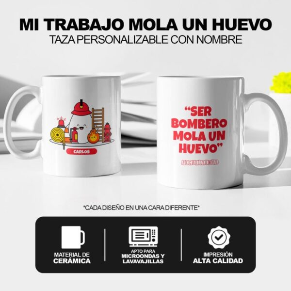 Taza Ser Bombero Mola un Huevo - Imagen 5